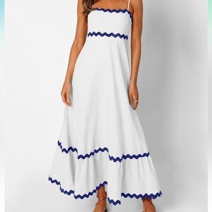 Women Summer Spaghetti Straps Flowy A-Line Midi Dress